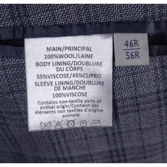 Savile Row Sport Coat Blazer Gray Windowpane Plaid Gray 46R Casual Jacket Wool - Picture 11 of 13